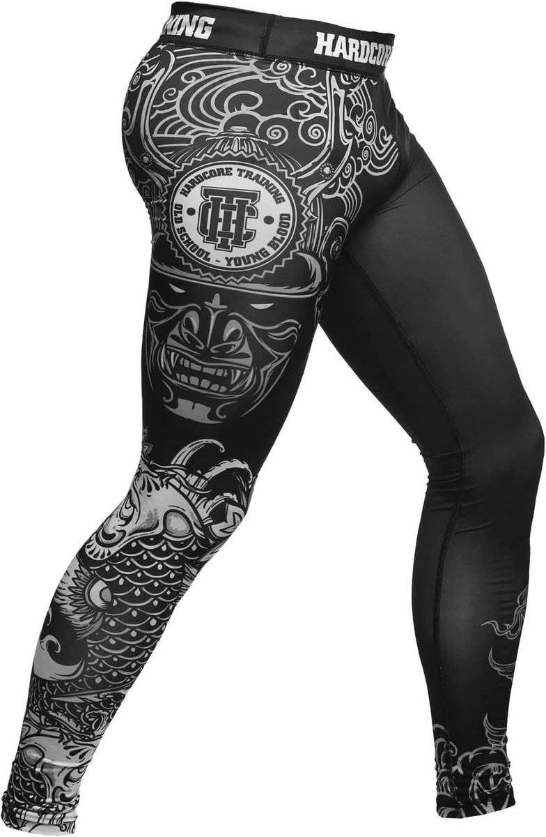 Compressieleggings heren XXL - Zwart/wit - Ideaal voor MMA en BJJ - Optimale ondersteuning tijdens training - ShopVlot