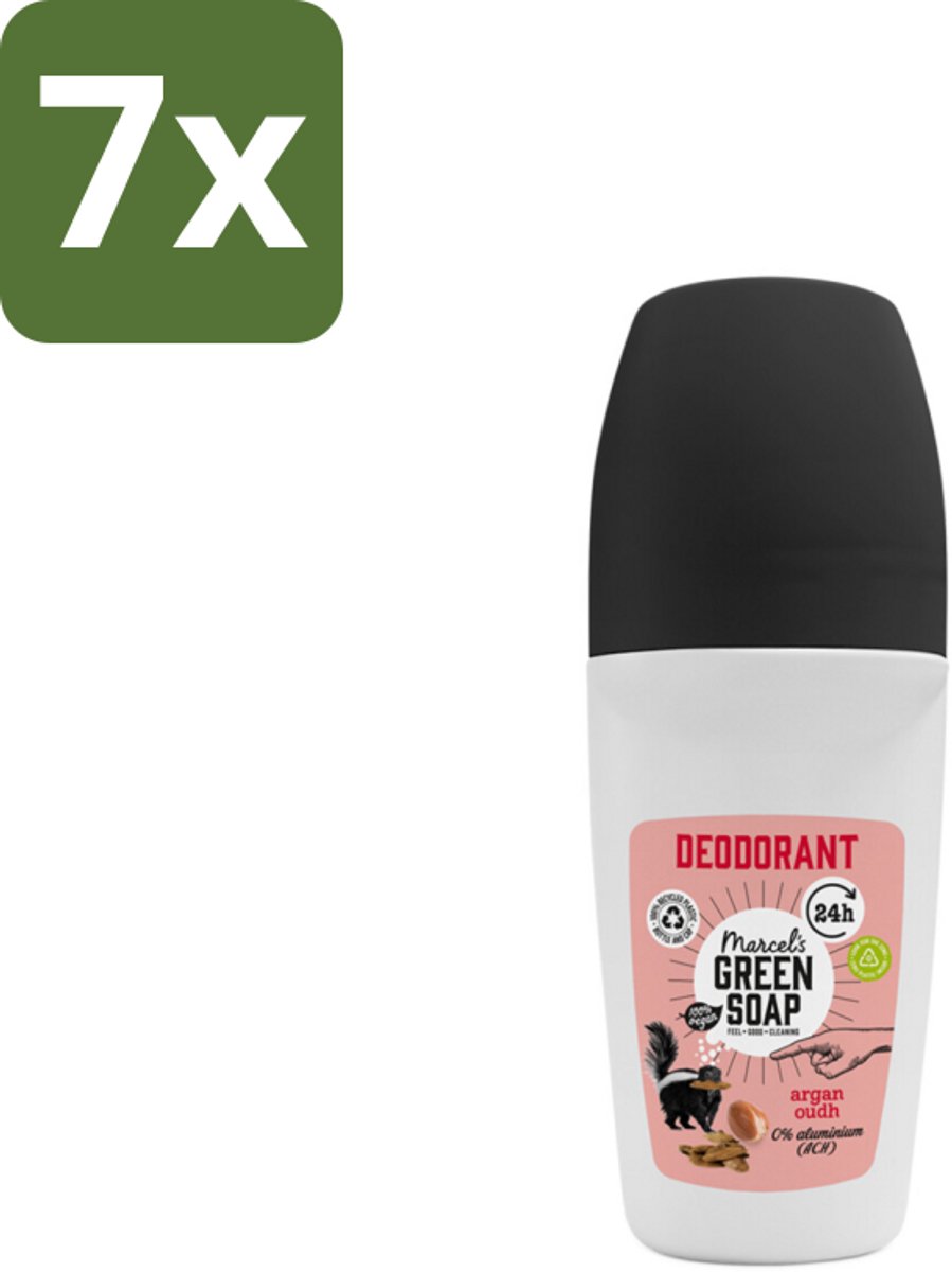 Marcel's Green Soap - Deodorant Roller - Argan & Oudh - Langdurige frisheid - 50 ml - Bulkverpakking - 7 stuks