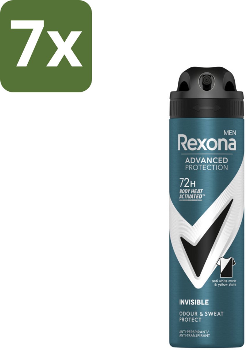 Rexona Men - Deodorant Spray - Advanced Protection Invisible - Langdurige Frisheid - 150 ml - Bulkverpakking - 7 stuks