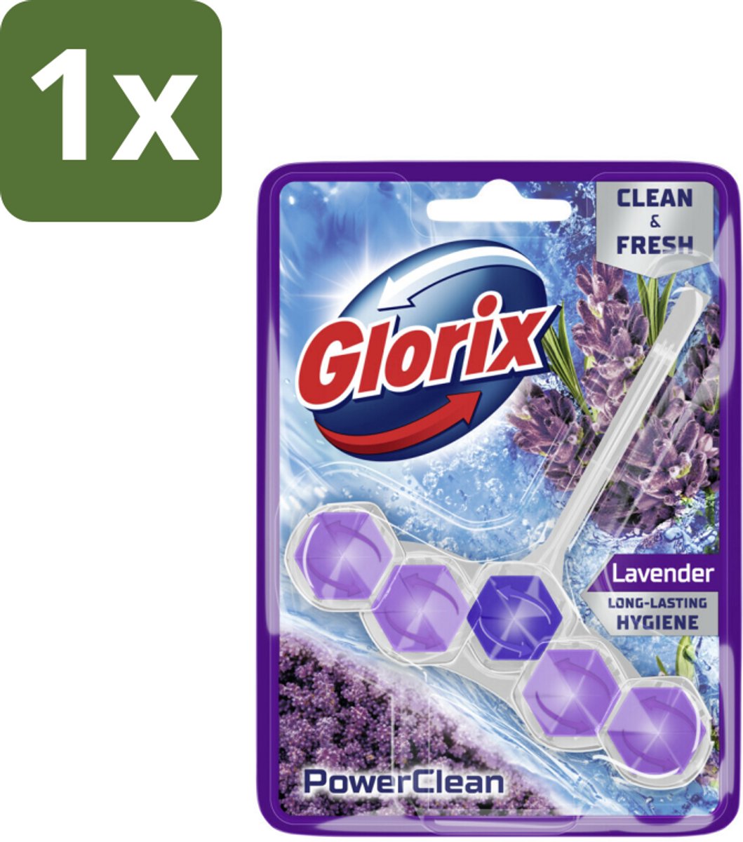Glorix - Toiletblok - Power Clean Lavendel - Frisse Geur - 1 blok - 1 stuk