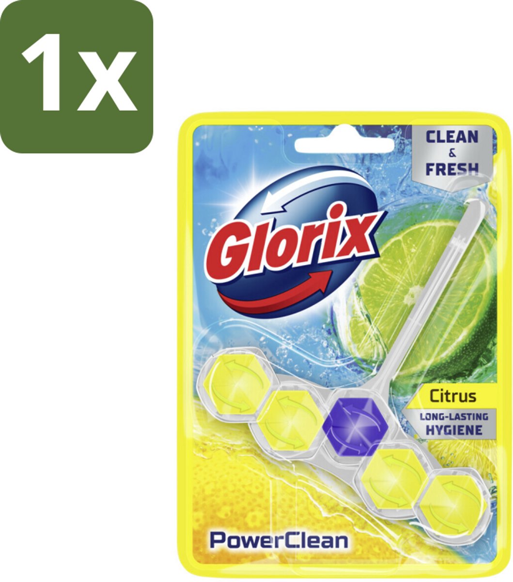 Glorix - Toiletblok - Power Clean Citroen - Fris & Citroen - 1 blok - 1 stuk