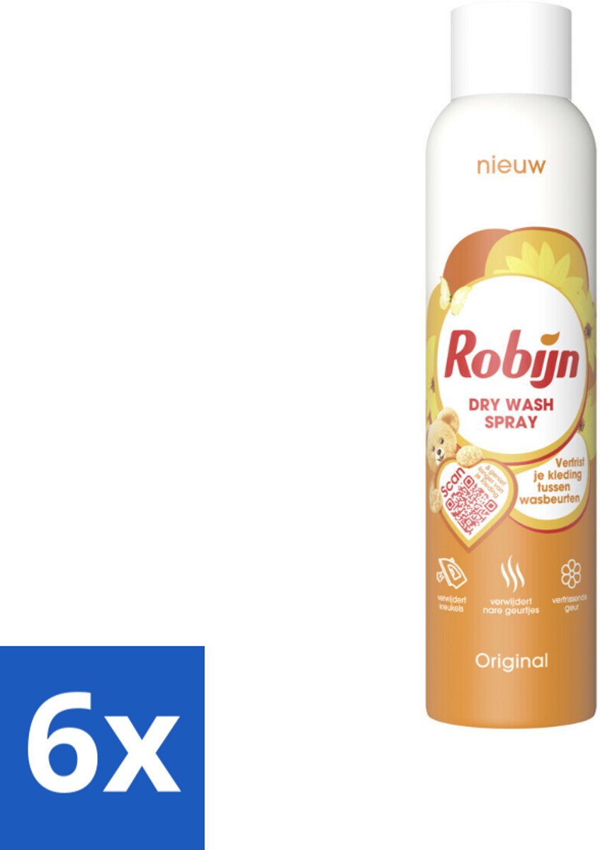 Robijn - Original - Dry Wash Spray - 200 ml - Voordeelverpakking - 6 stuks