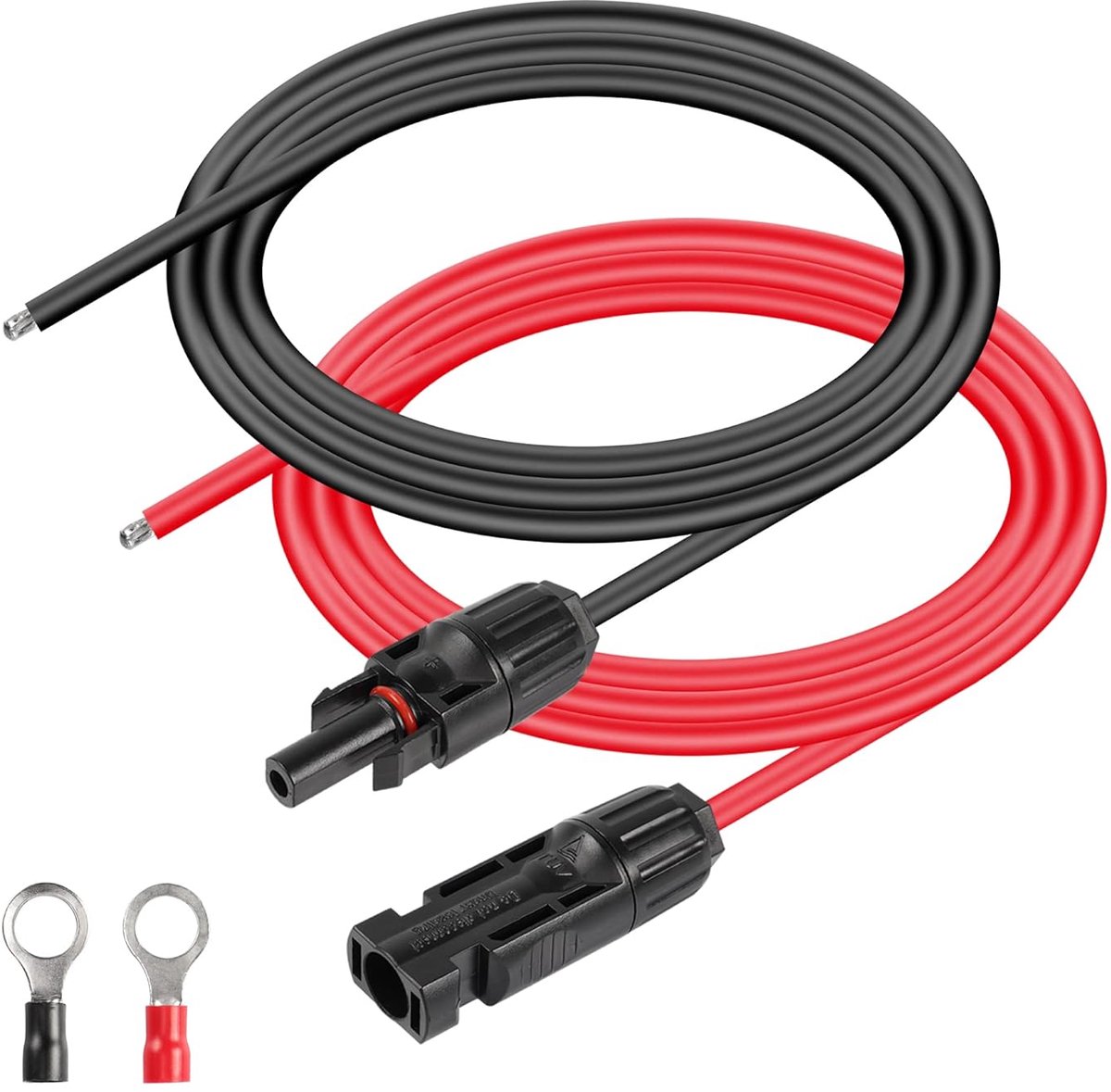 Solar verlengkabel 10 AWG 3,2 FT - zwart en rood - met bushing en plug - ideaal voor zonnepanelen - ShopVlot