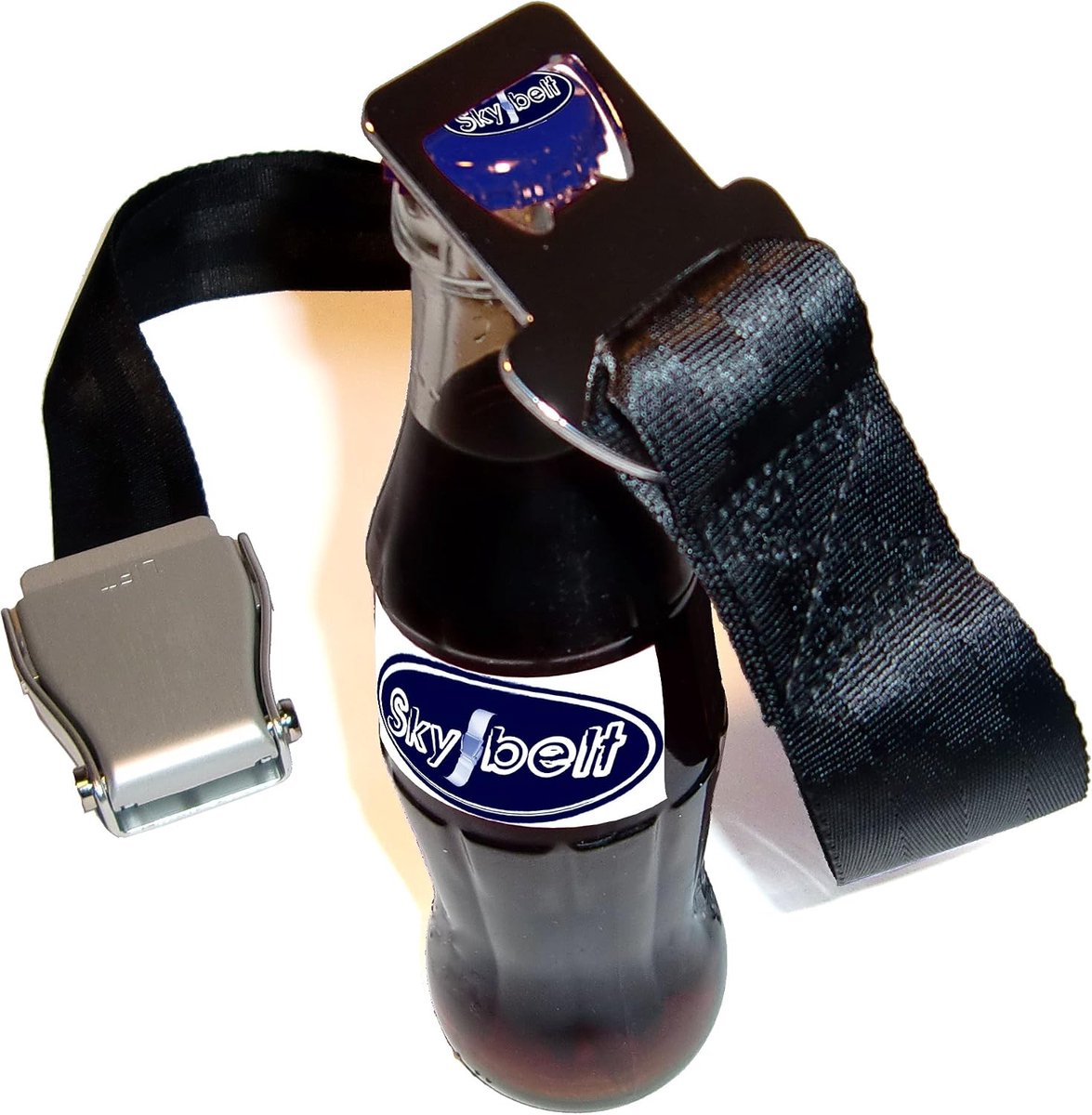 Harnasgordel Zilver/Zwart - Airline Saddle Strap - Met geïntegreerde flesopener - Perfect voor onderweg - ShopVlot