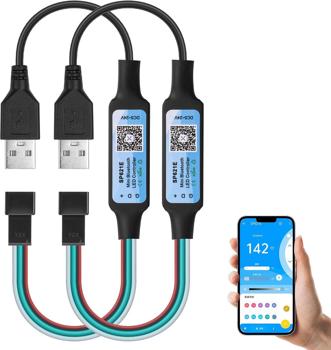 LED Controller - Mini RGB Bluetooth - Voor WS2811/WS2812B strips - Eenvoudig via smartphone bedienen - ShopVlot