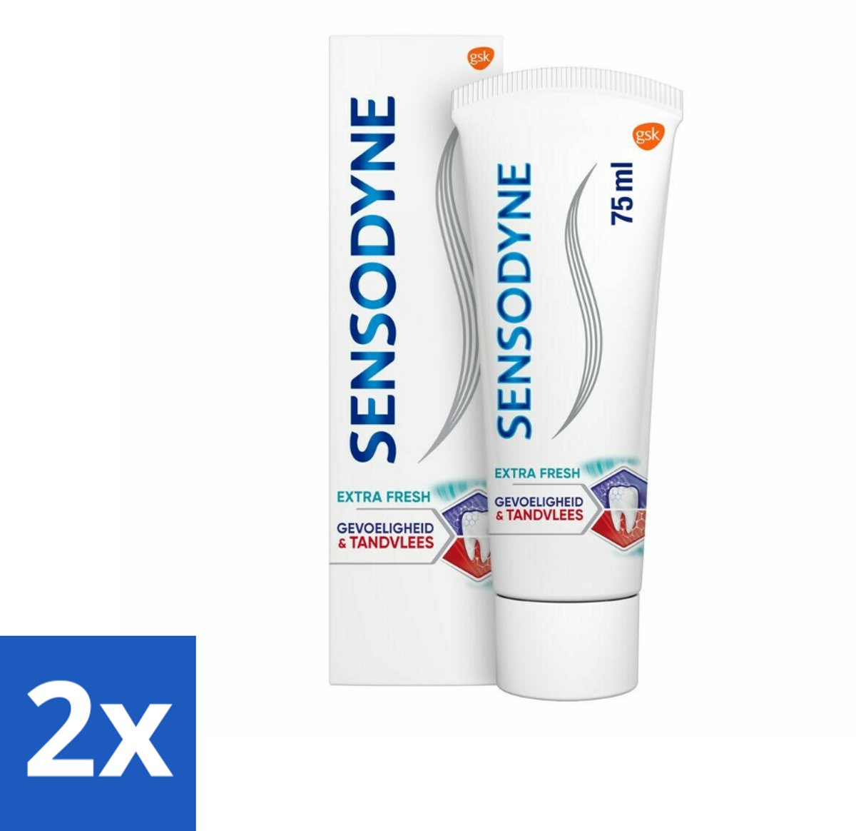 Sensodyne - Tandpasta - Gevoeligheid & Tandvlees - Extra Fresh - 75 ml - Voordeelverpakking - 2 stuks