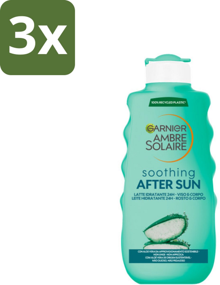 Garnier - Ambre Solaire - Aftersun Melk - Verzachtend - 175 ml - Bulkverpakking - 3 stuks