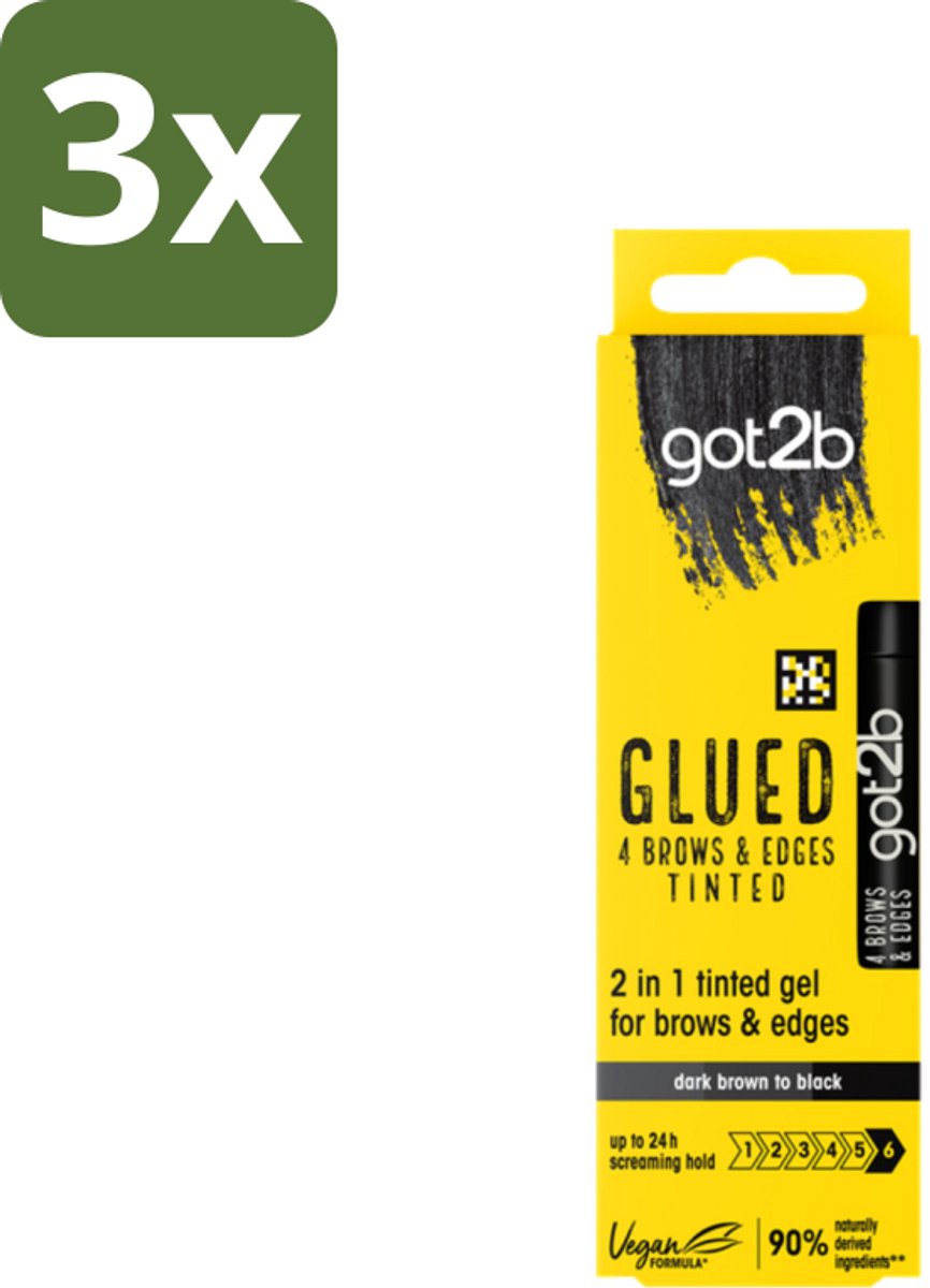 Got2B - 2-in-1 Gel - Brows & Edges Zwart - 16 ml - Bulkverpakking - 3 stuks