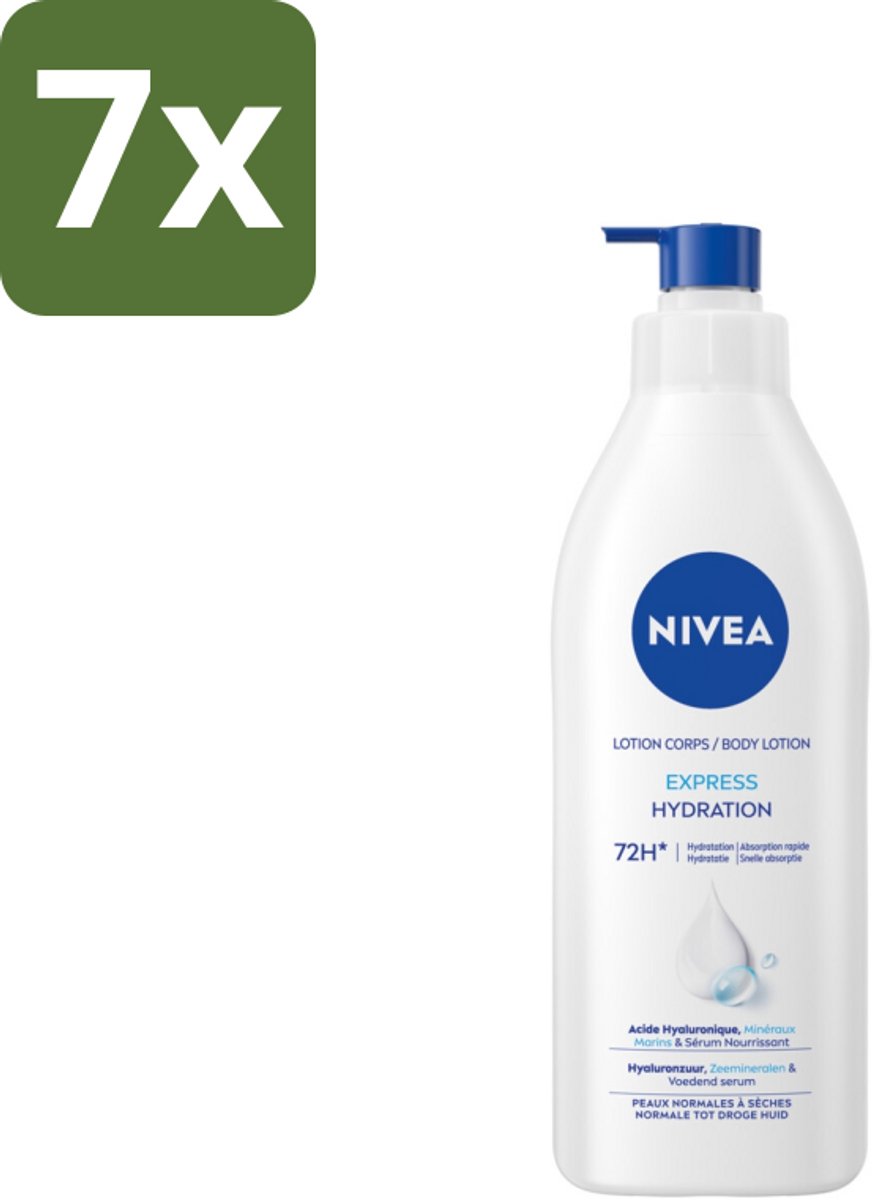 Nivea - Express - Bodylotion met Pomp - Voor Normale tot Droge Huid - 72 uur Hydratatie - 400 ml - Bulkverpakking - 7 stuks