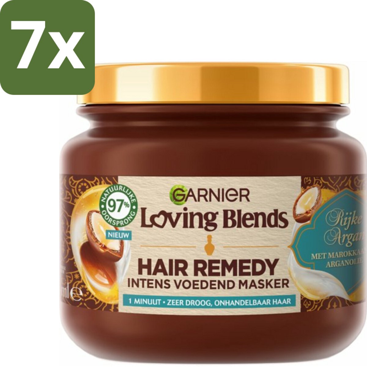 Garnier - Loving Blends - Haarmasker - Rijke Argan - Zeer Droog & Onhandelbaar Haar - 340 ml - Bulkverpakking - 7 stuks
