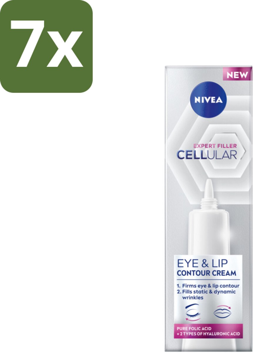 NIVEA - Oogcrème - CELLular Expert Filler Anti-Veroudering - Voor ouder wordende huid - Met Hyaluronzuur & Puur Foliumzuur - 15 ml - Bulkverpakking - 7 stuks