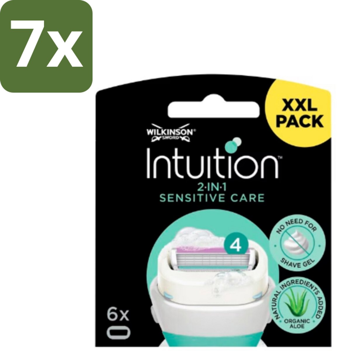 Wilkinson Intuition - Navulmesjes - 2 in 1 Sensitive Care - Voor Gevoelige Huid - 6 mesjes - Bulkverpakking - 7 stuks