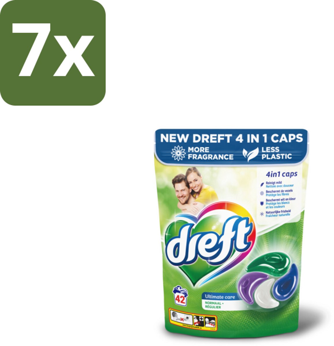 Dreft - Wasmiddelcapsules - Ultimate Care - Zachte verzorging - 42 Wasbeurten - Bulkverpakking - 7 stuks