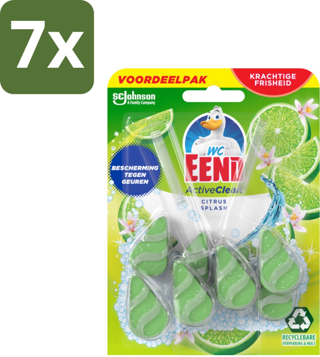 WC Eend - Active Clean Citrus - Toiletblok Duopack - Krachtige Citrusgeur - 2 Toiletblokken - Bulkverpakking - 7 stuks