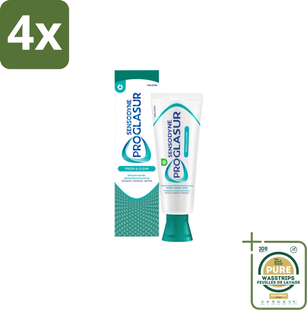 Sensodyne - Tandpasta - Proglasur Fresh & Clean - Frisse Mond - 75 ml - Voordeelverpakking - 4 stuks - Gevoelige tanden - Frisse adem