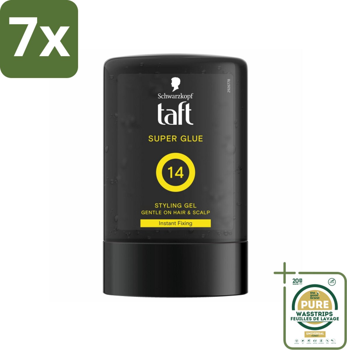 7 x Taft - Super Glue 14 - Styling Gel - Ultieme stevigheid - 300 ml - Grootverpakking - Super Glue Gel - Haartypen - Stevigheid - Fixatie - Styling Gel