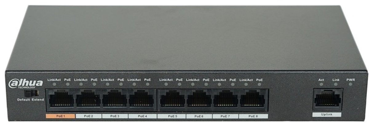 PoE Netwerkswitch Onbeheerd - 8 Poorten - IEEE802.3af/at Ondersteuning - 1.5 kg - Compact - Voor Netwerkapparatuur