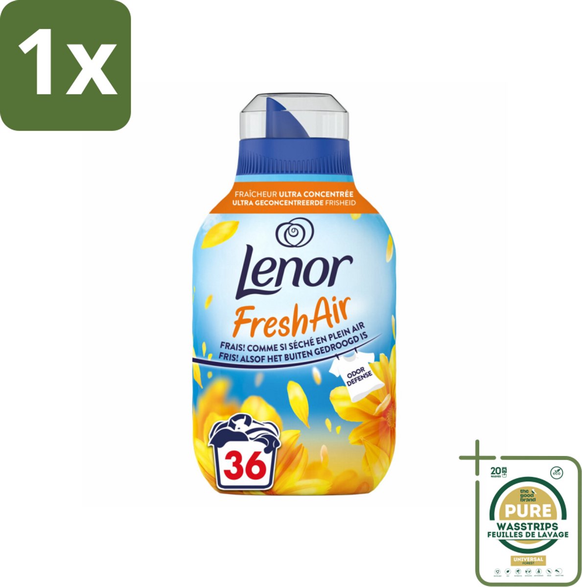 1 x Lenor - Wasverzachter - Fresh Air Zonnestralen - Ultra Geconcentreerd - 36 Wasbeurten- Wasverzachter - Zonnestralen - Buitenfris - Geur - Geurboosters