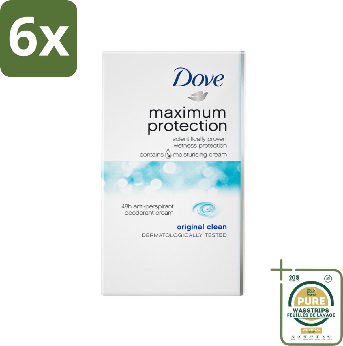 Dove Deodorant Stick - Maximum Protection - Original Clean - 45 ml - Voordeelverpakking - 6 stuks - Dove - Bescherming tegen zweet
