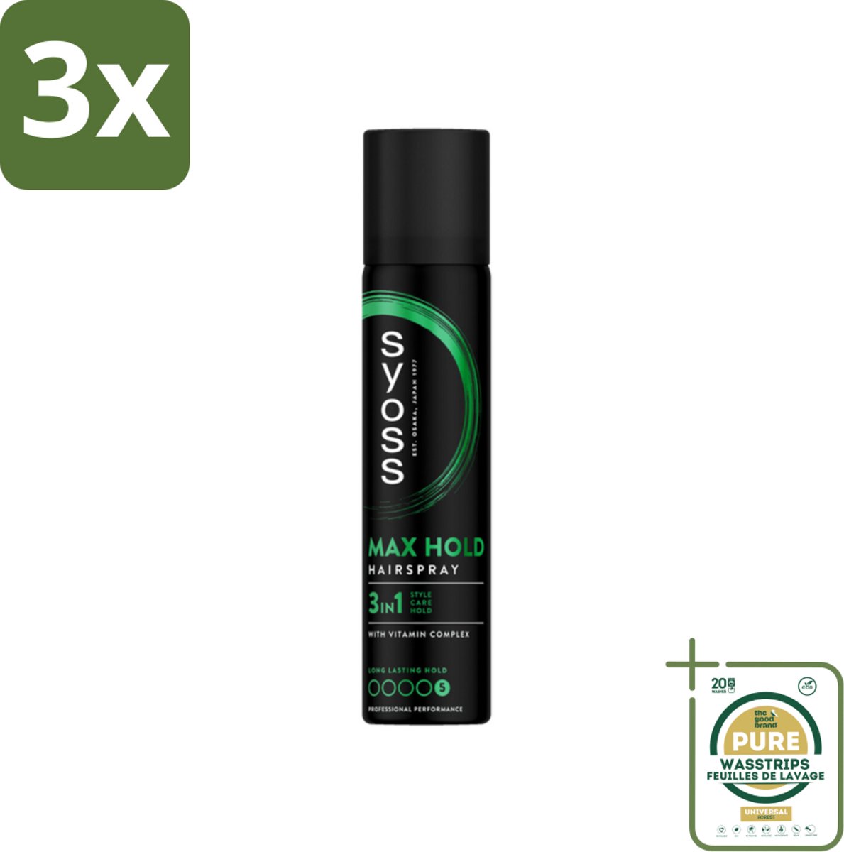 3 x Syoss - Max Hold - Haarspray - Compacte Fixatie - 75 ml - Grootverpakking - Haarspray - Max Hold - Compact Haarspray - Haarspray 75 Ml - Haarspray Voor Onderweg