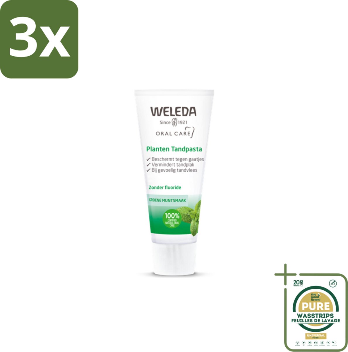 3 x WELEDA - Planten tandpasta - 75 ml - Grootverpakking - Natuurlijke Tandpasta - Tandvlees Kalmeren - Tandvlees Versterken - Kamille Extract - Mirre