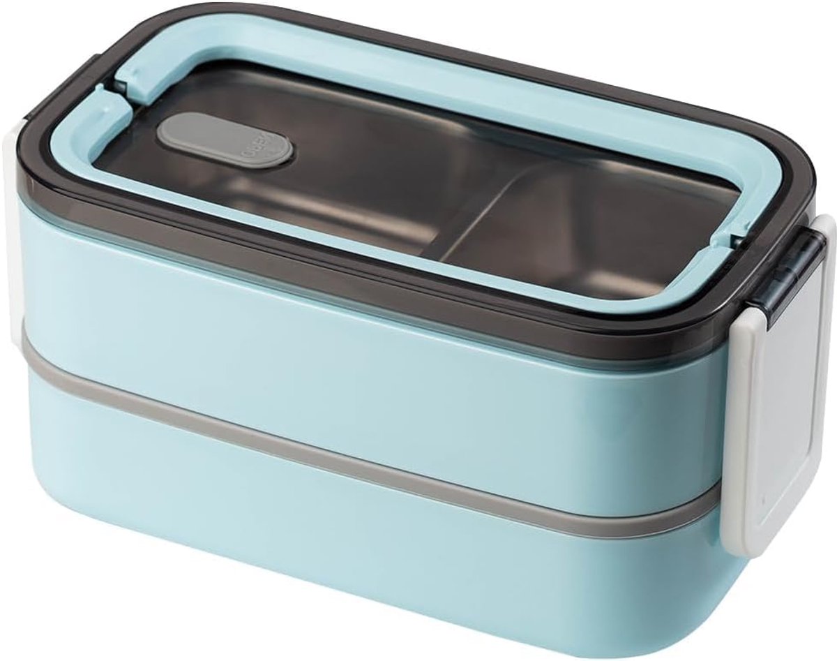 Lunchbox met 3 vakken - roestvrij staal - lekvrij - ideaal voor onderweg - ShopVlot