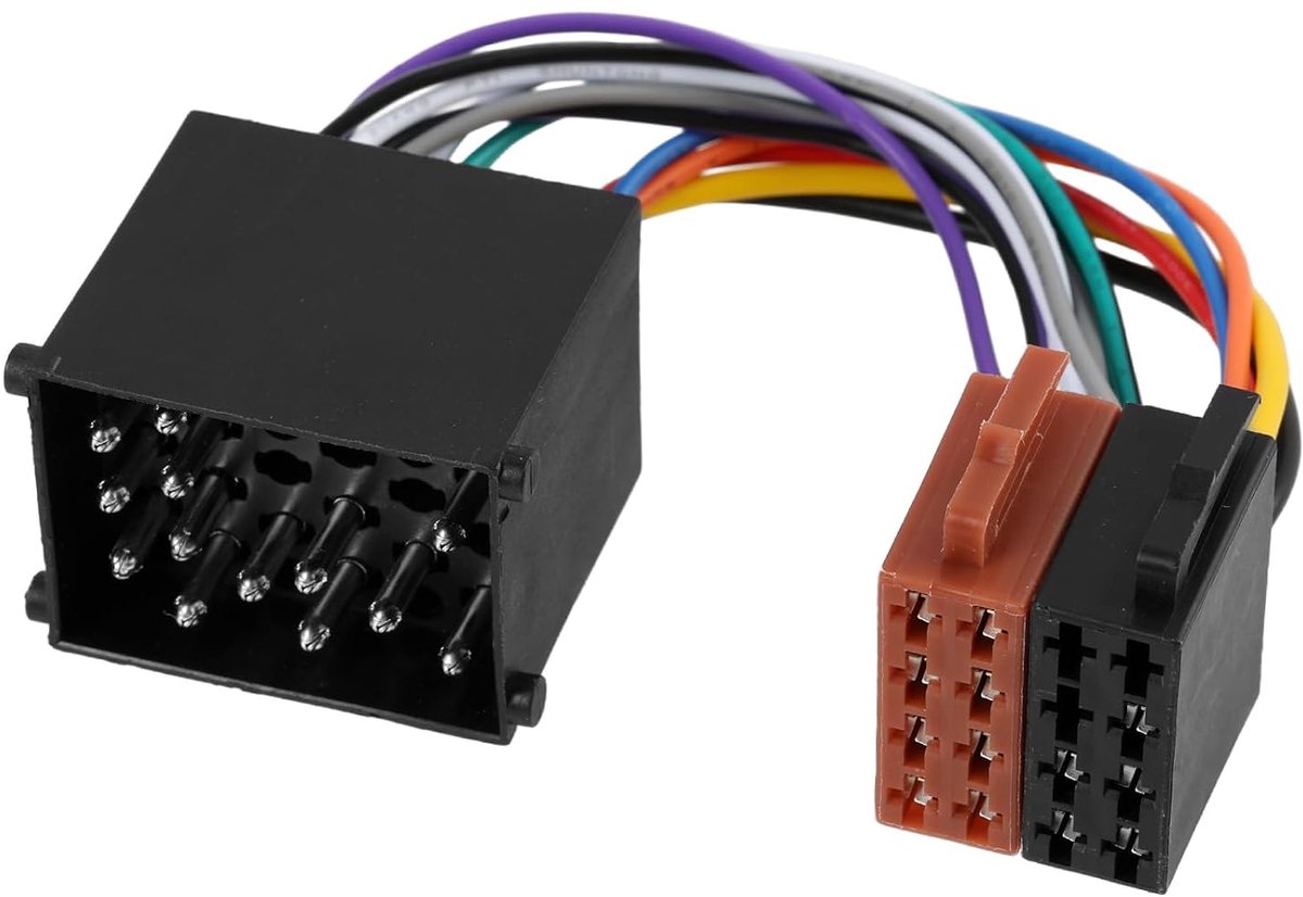 1 stuk 17-polige radio-adapter ronde pin ISO-adapter voor autoradio, 17-polige stroom, 4 luidsprekers, ronde pin radio - ShopVlot