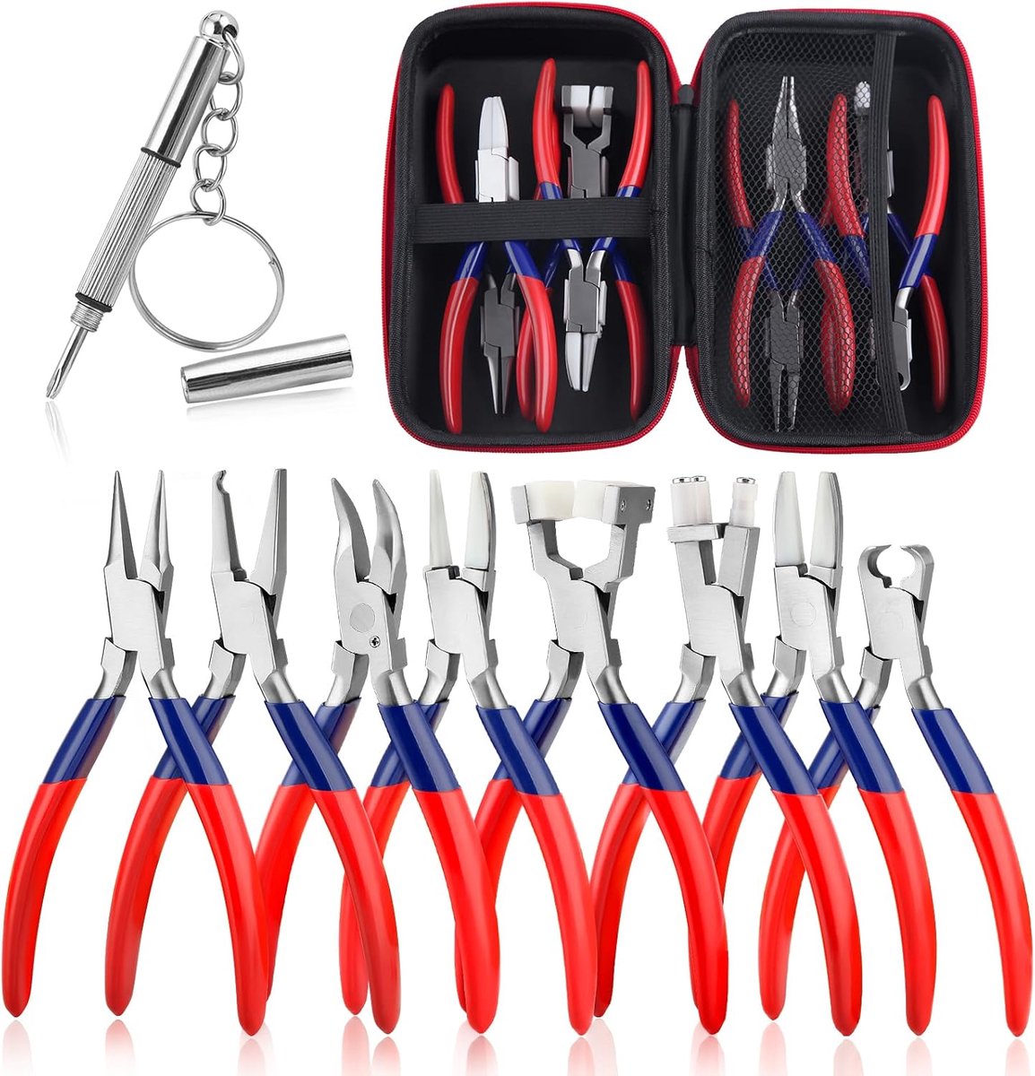 8Pcs Eyeglass Repair Kit with Screwdriver and Storage Box Optical Eyeglass Pliers Set Eyeglasses Adjustment Pliers - ShopVlot