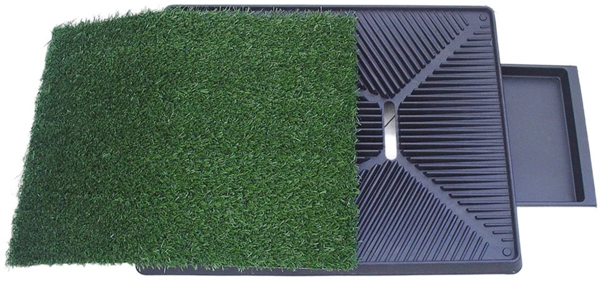 Cherrys Finds - Hondentoilet Kunstgras - Wasbare Hondentoilet - Kunstgrasmat Met Afvoerbak - Geurafstotend - Honden Wc Outdoor & Indoor - Zindelijkheidstraining Hond – Dierentoilet – Puppy Pads – Huisdierentoilet - 63cm bij 51cm - Groen