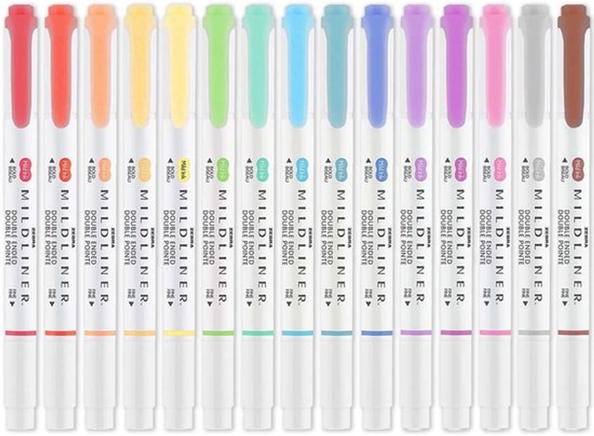 Markeerstiften Dubbelzijdig - Beitel/fijne Punt - 15-Pack - Zuurvrij - Niet-giftig - Sneldrogende Inkt - Zachte Kleur - Marker