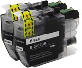 Twee zwarte B-3217BK inktcartridges met gele PULL-labels en rode pijlen. "PUSH" is op de zijkanten gedrukt.
