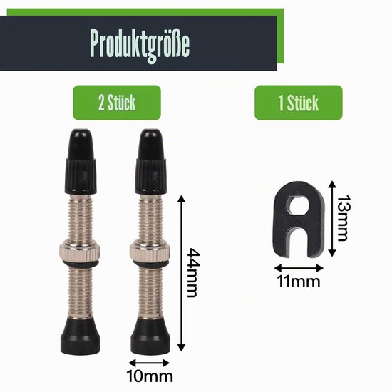 Tubeless Ventielen voor Fietsen, Verchroomd Messing, Zwart, 45 mm, Inclusief Ventilkernentferner — afbeelding 4