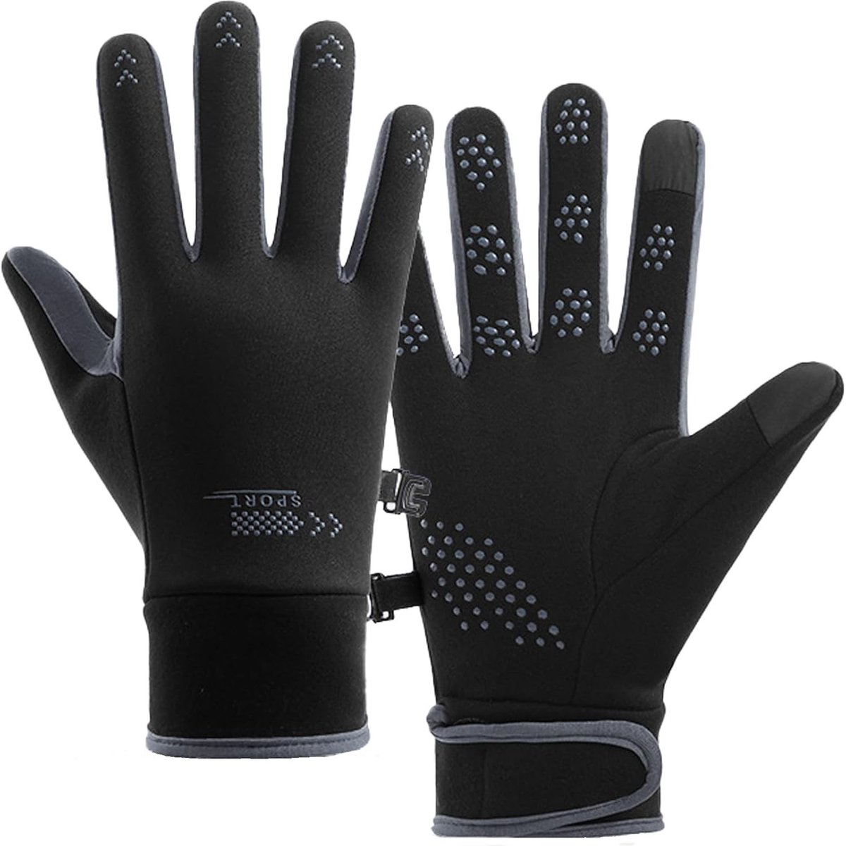 Warme Winterhandschoenen - Zwart - Thermo-Winddicht - Sporthandschoenen met Touchscreen - Voor Heren en Dames