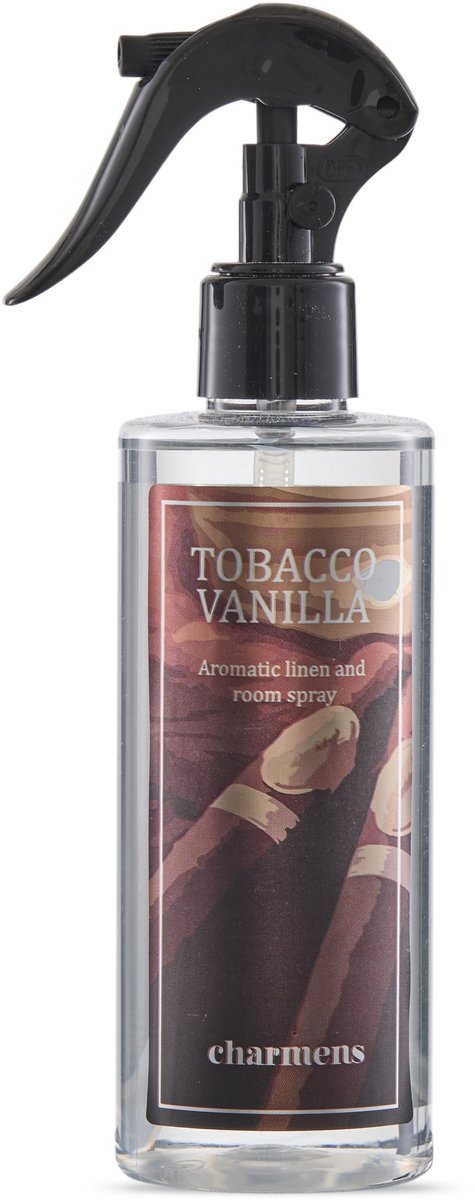 Charmens Tobacco Vanilla Roomspray – Huisparfum – Interieurparfum – Huisgeur – Kamergeur – Geurverspreider – Daily Fragrance – Linnen & Textiel – Room Spray – Home Spray – Spa & Wellness – Massagesalon – Beautysalon – 250 ml