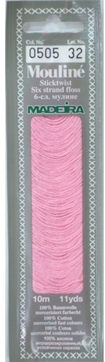 Borduurgaren Madeira Mouline 10 meter 6 draads splijtgaren - roze (505)