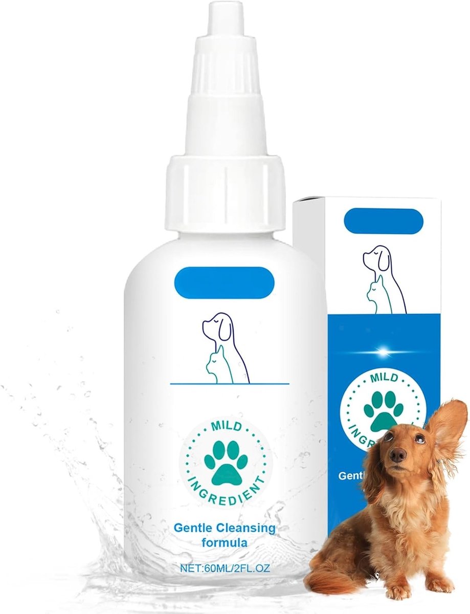 Oorreiniger voor Honden en Katten - 60 ml - Natuurlijke Oorreinigingsoplossing - Voor Het Reinigen en Bevochtigen van Oren