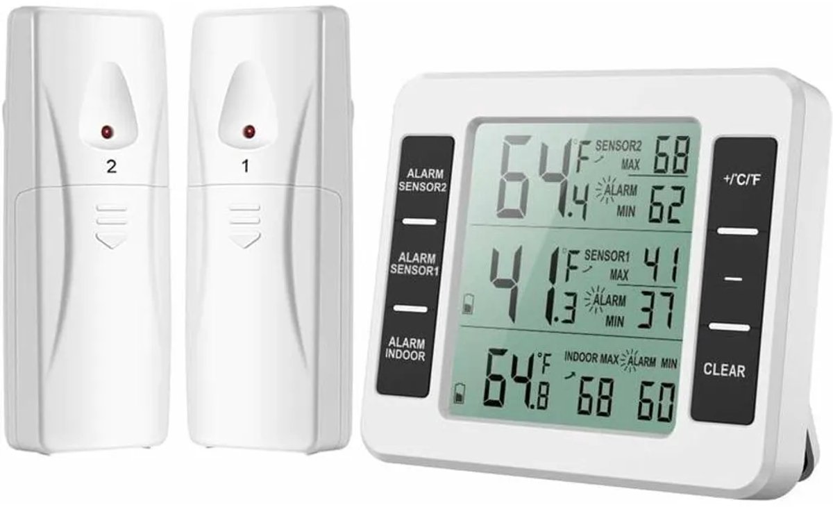 KoelkastthermoGeschikt voorer, vriezerthermoGeschikt voorer Geschikt voor alarmfunctie, draadloze binnen-/buitenthermoGeschikt voorer, slimme thermoGeschikt voorer Geschikt voor thuis