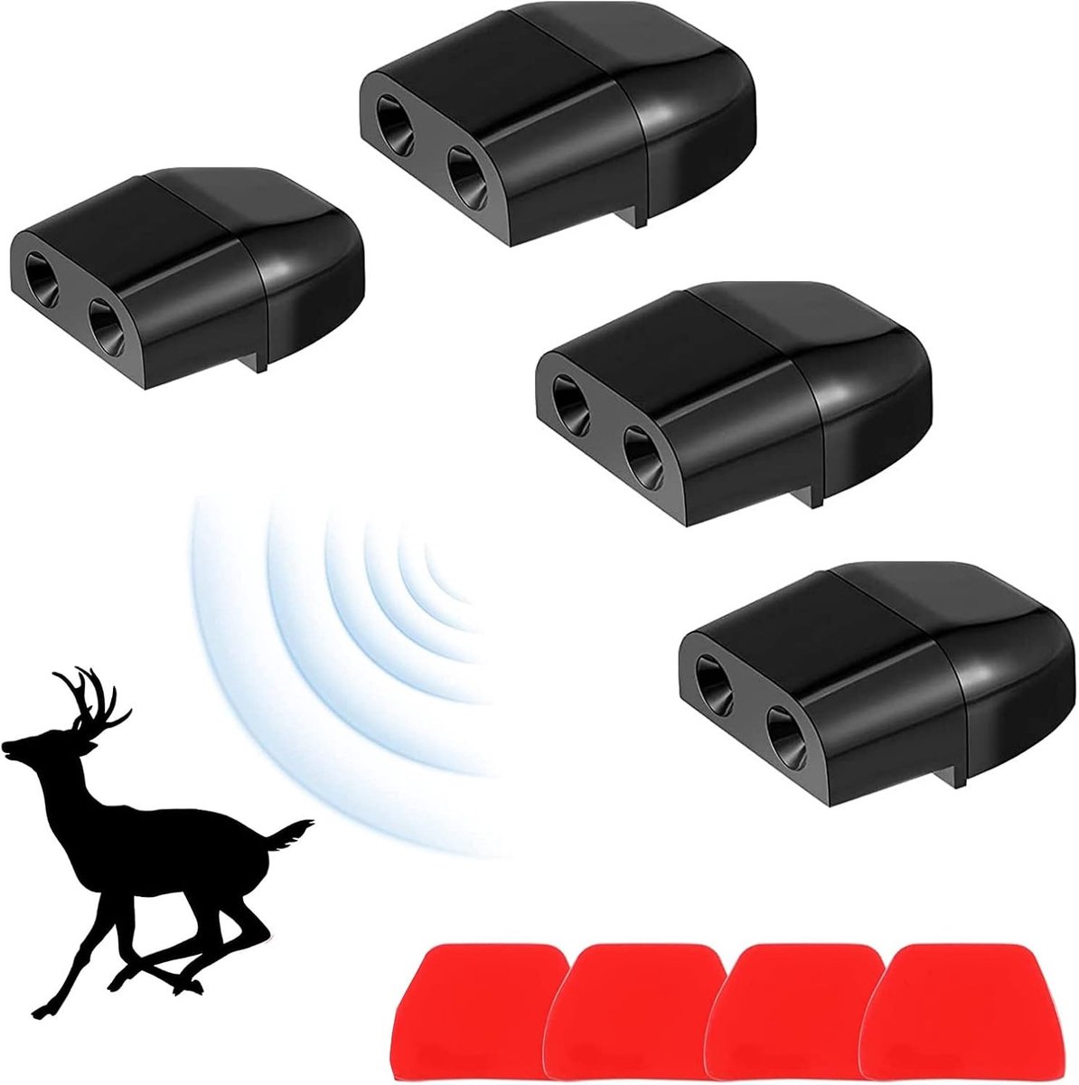 Auto Herten Waarschuwing - Zwart - 4 Stuks - Ultrasoon Fluitje voor Dierenbescherming - Voor Auto's en Vrachtwagens