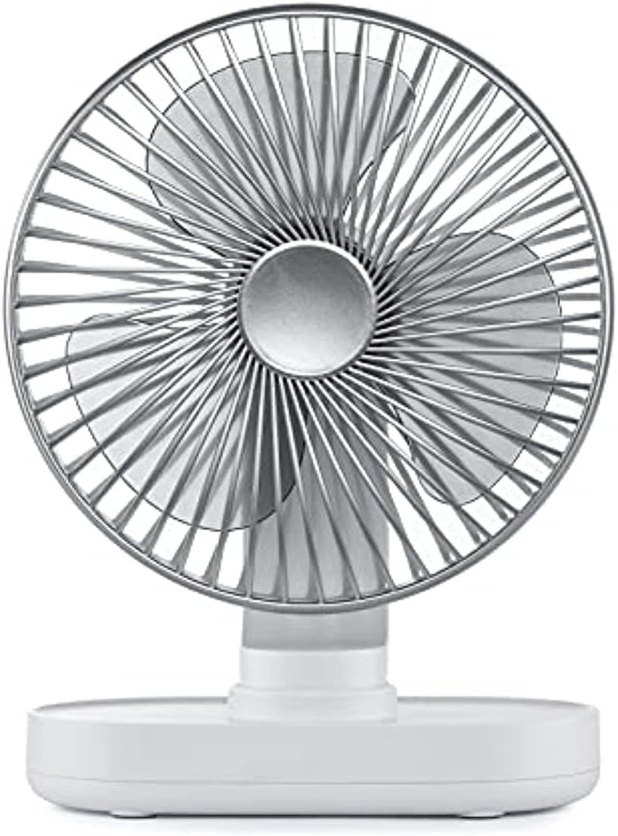 Oplaadbare Ventilator - Ivoor - 6,8 inch - Met Instelbare Hoek en 4000mAh Batterij - Voor Thuis en Kantoor