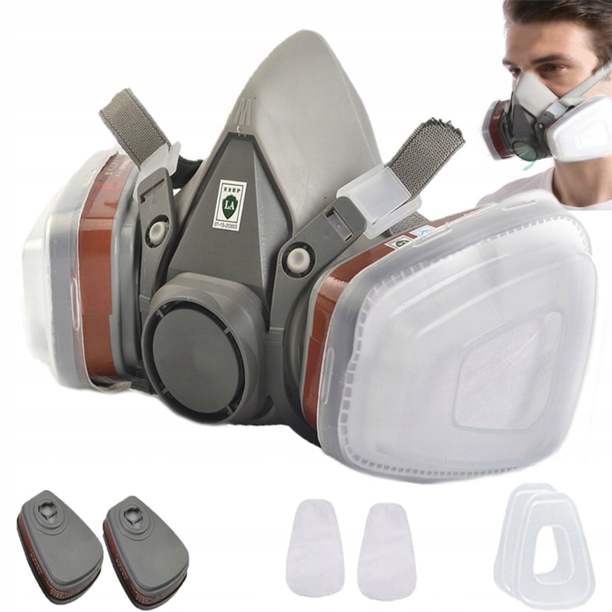 Halfgelaatmasker met actieve kool, gasmasker voor verf, 6200