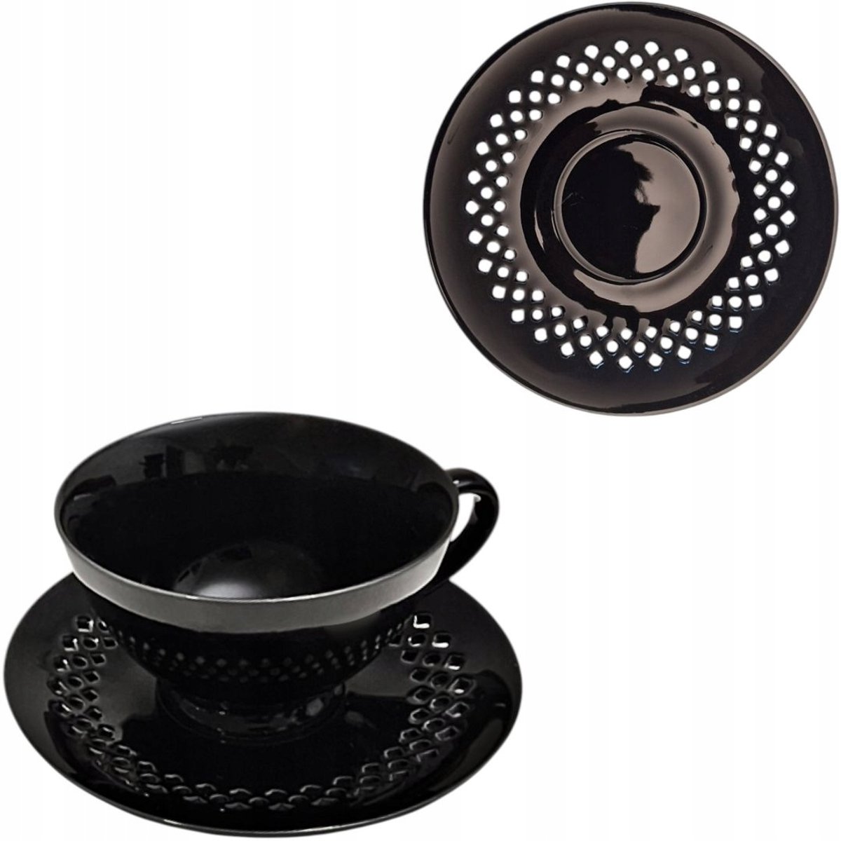 Merkloze Keramische Kop en Schotel Zwart 260ml - Ajour Design