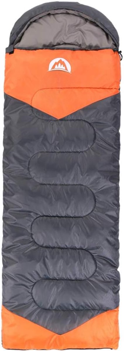VALI® Slaapzak - Ideaal voor Kamperen & Outdoor Survival - Slaapzakken voor Volwassenen - Grijs/Oranje - 220cm x 75cm x 2cm