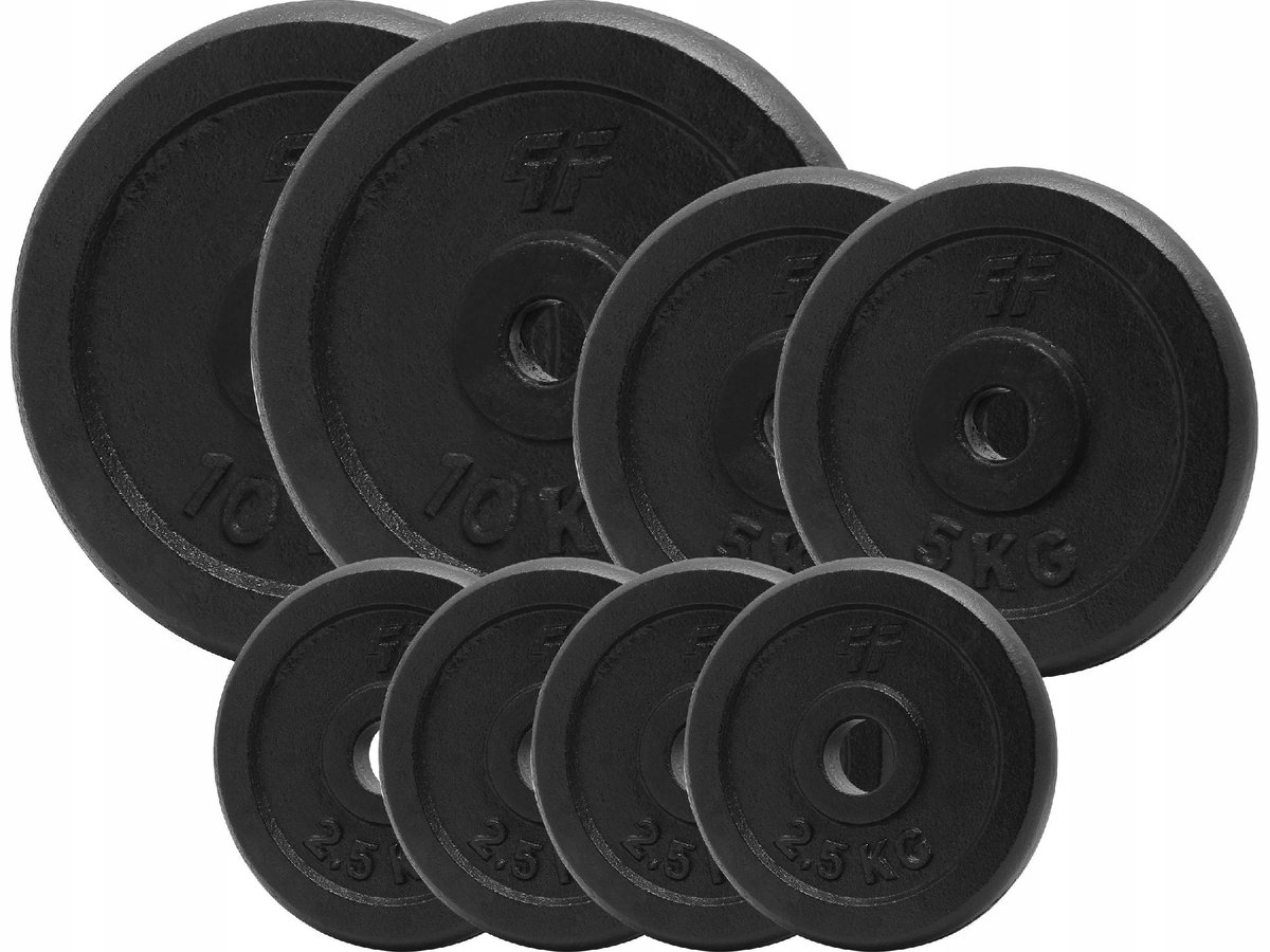 40 kg Gietijzeren Halterplaten Set - Zwart, Volledig Gietijzer - 29mm