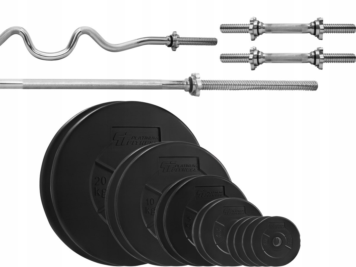 100kg Halterset met Halterschijven en Stangen - Fitness Set