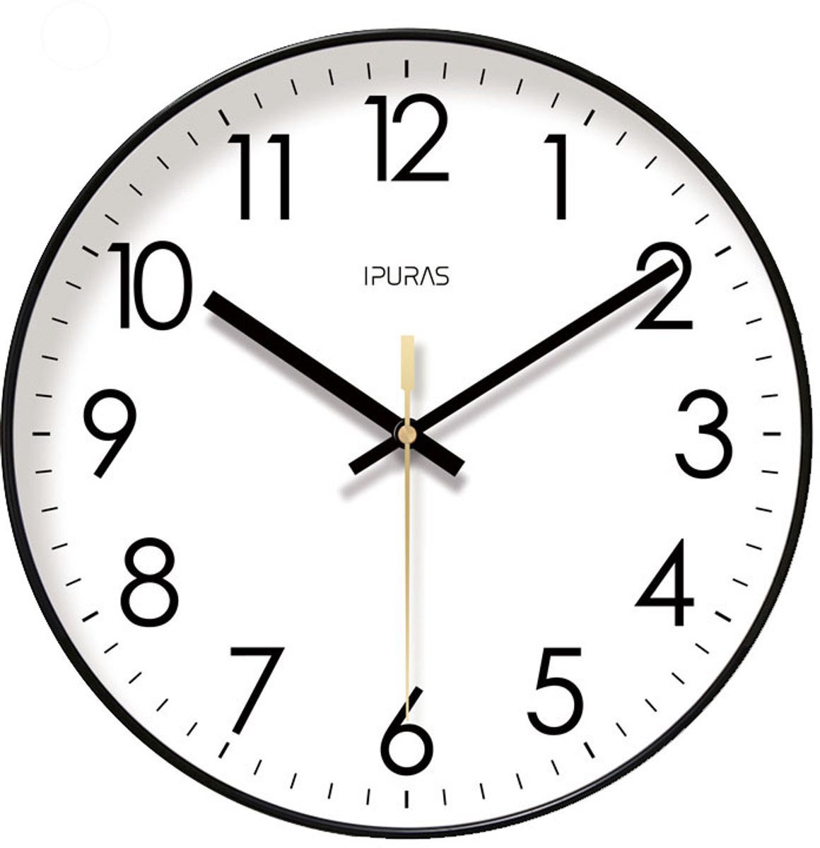 Wandklok - Klassieke wandklok - Moderne wandklok - Stil en niet-tikkend - Rond -30cm - Blauw uurwerk - Voor kantoor, school, huis, slaapkamer, keuken - Zwart