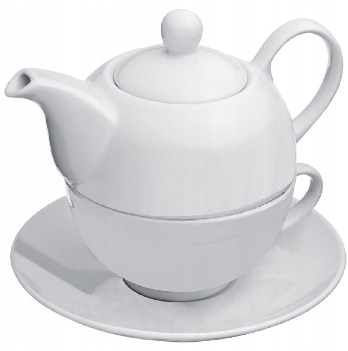 Merkloos Porseleinen Theeservies: Theepot 400ml & Kopje 200ml