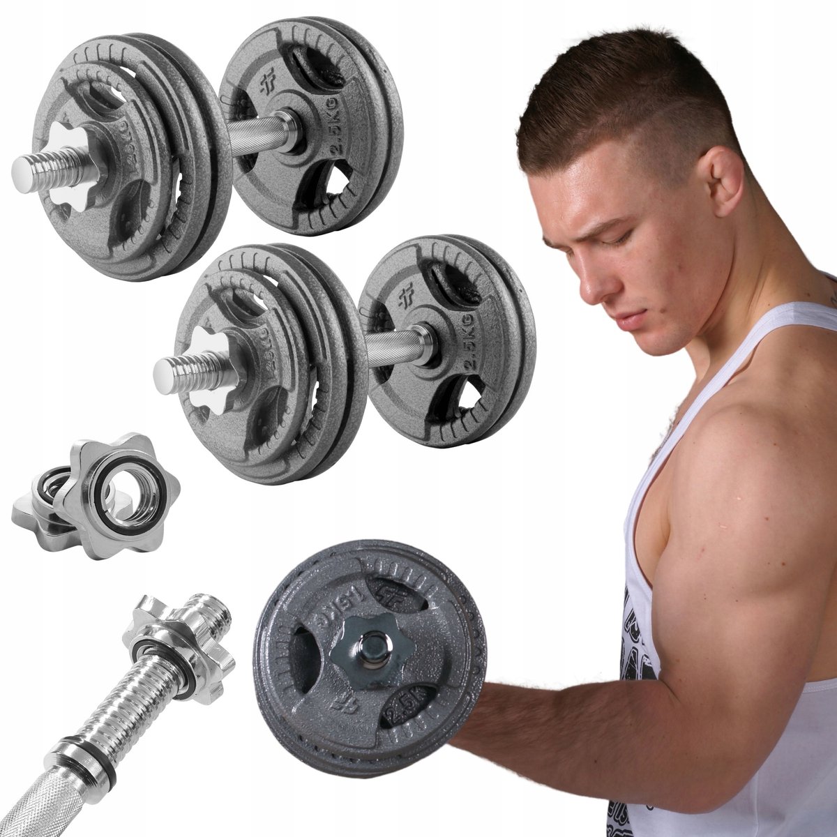 Platinum Fitness Halters Set 2x15KG Gietijzer - Totaal 30KG