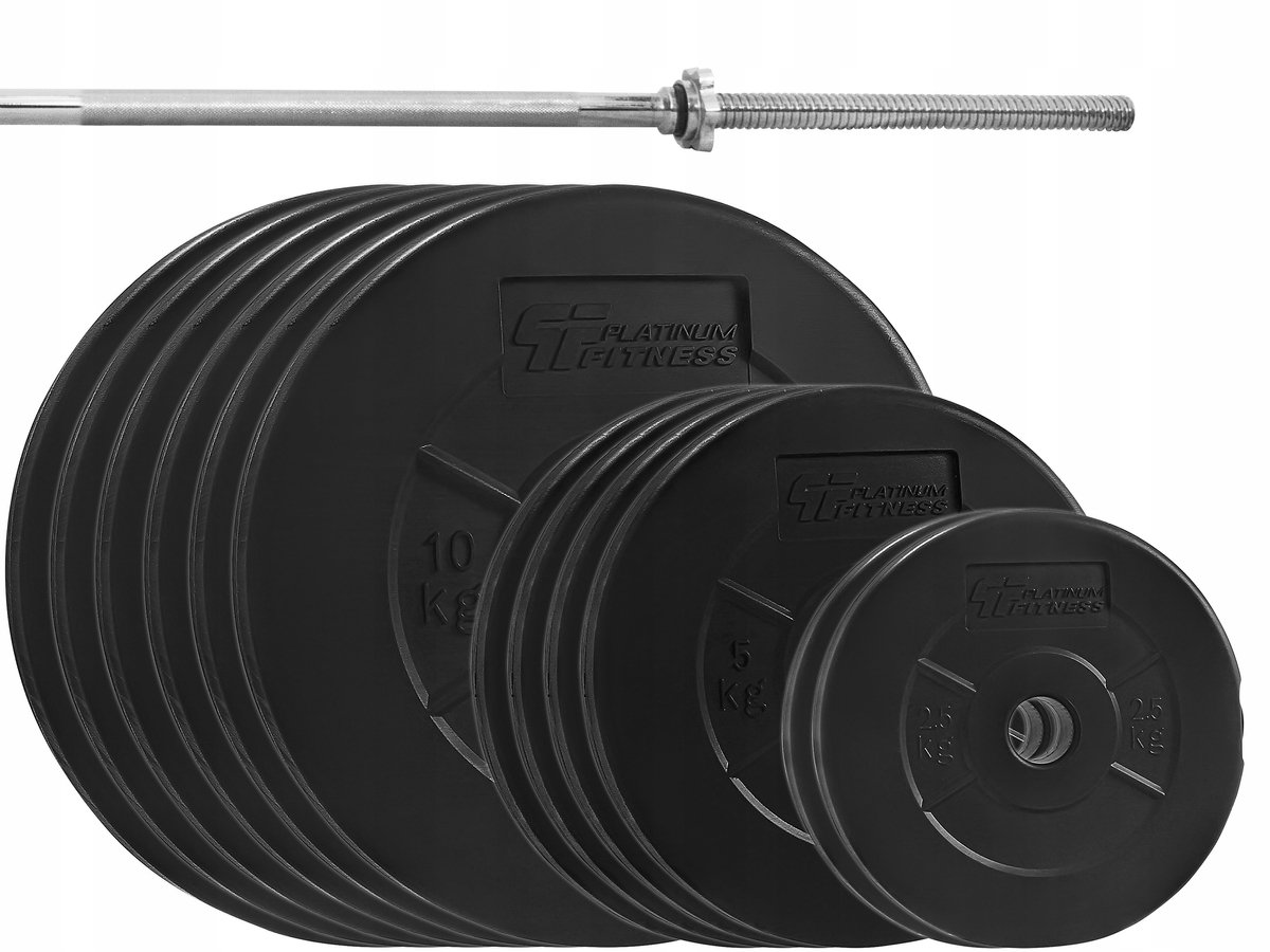Krachtset 95 kg: Halterstang 180 cm met schijven voor fitness