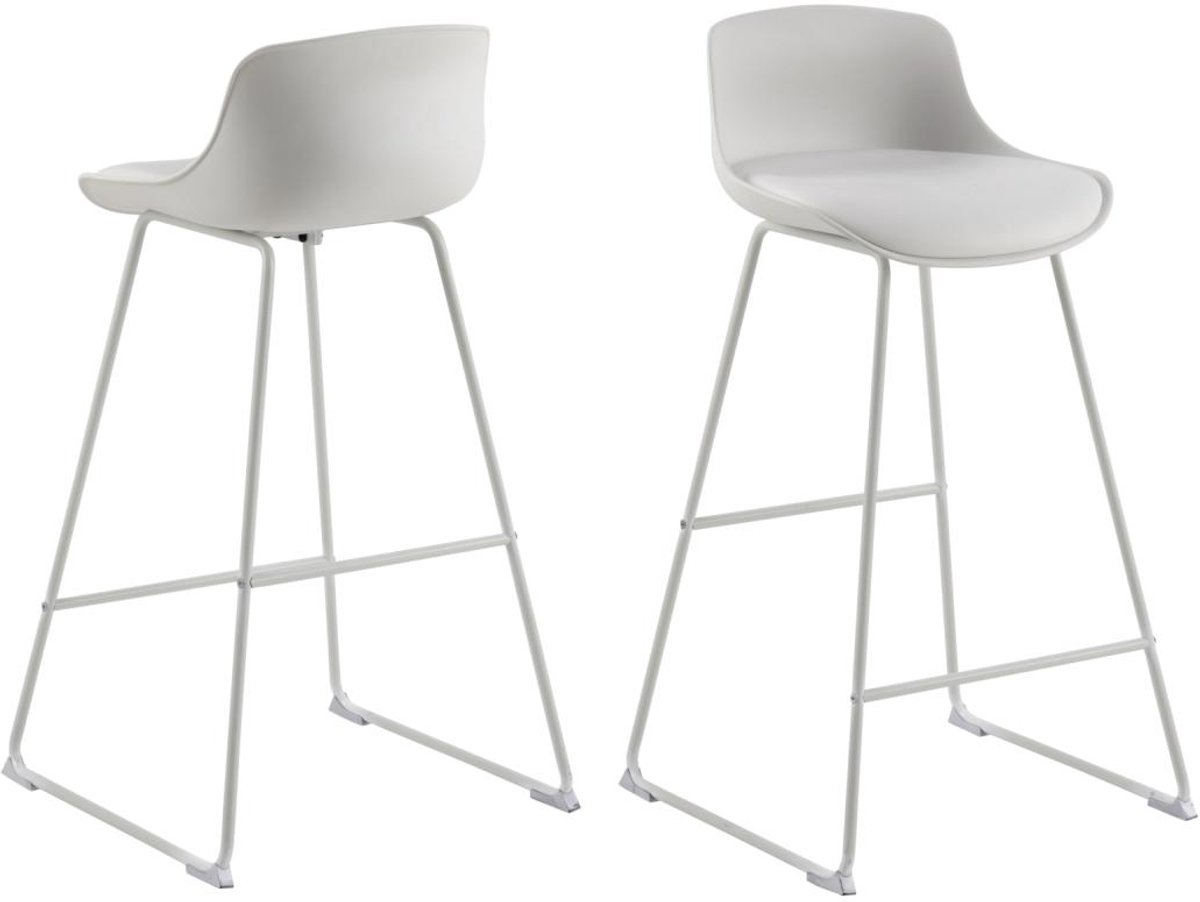 Giga Living Barkruk Sithney - Wit - PU Leer & Staal - 43x49x94cm - Set van 2