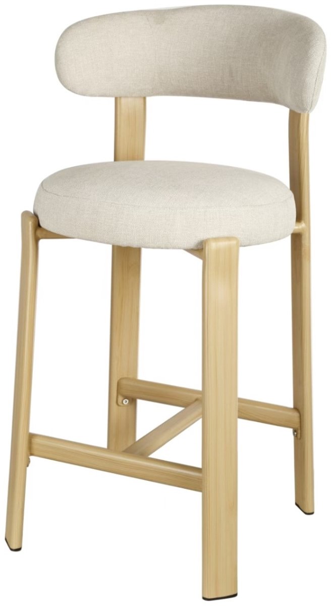 DÉJA Living Barstoel Märsta - Beige/Naturel Stof - Zithoogte 67cm - Set van 2